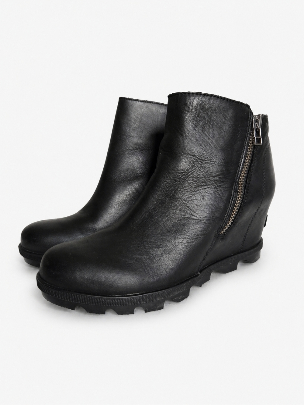 Sorel Joan of Arctic Wedge II Boots Black Leather NL3364-010 Size 8.5
